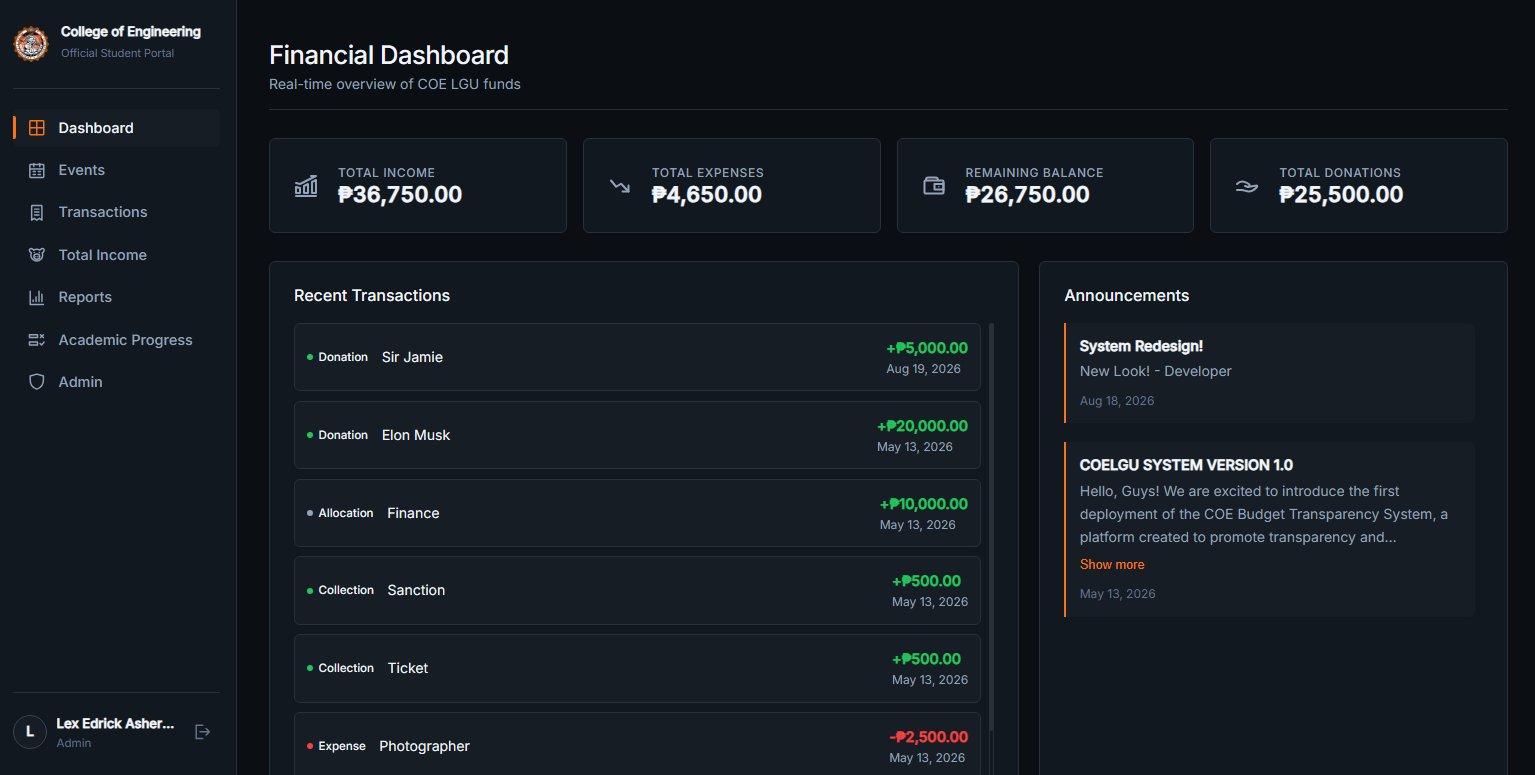 COE LGU Portal — Authentication & Login